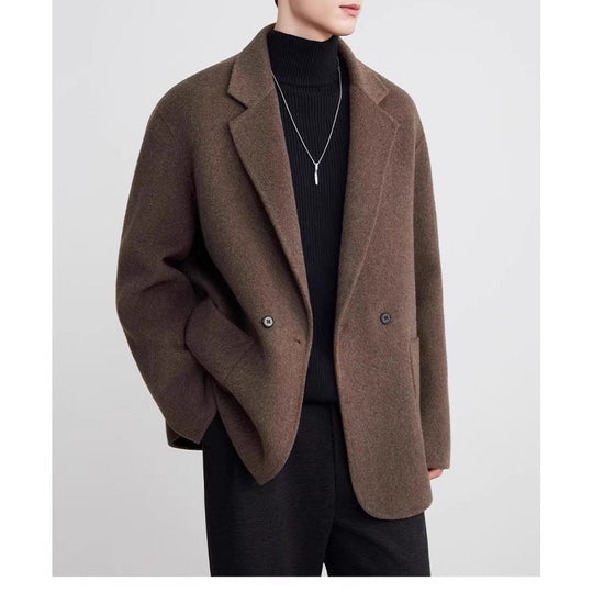 Herren Oversize Doppelknopf-Wollmix-Kurzmantel mit aufgesetzten Taschen Shop Nory