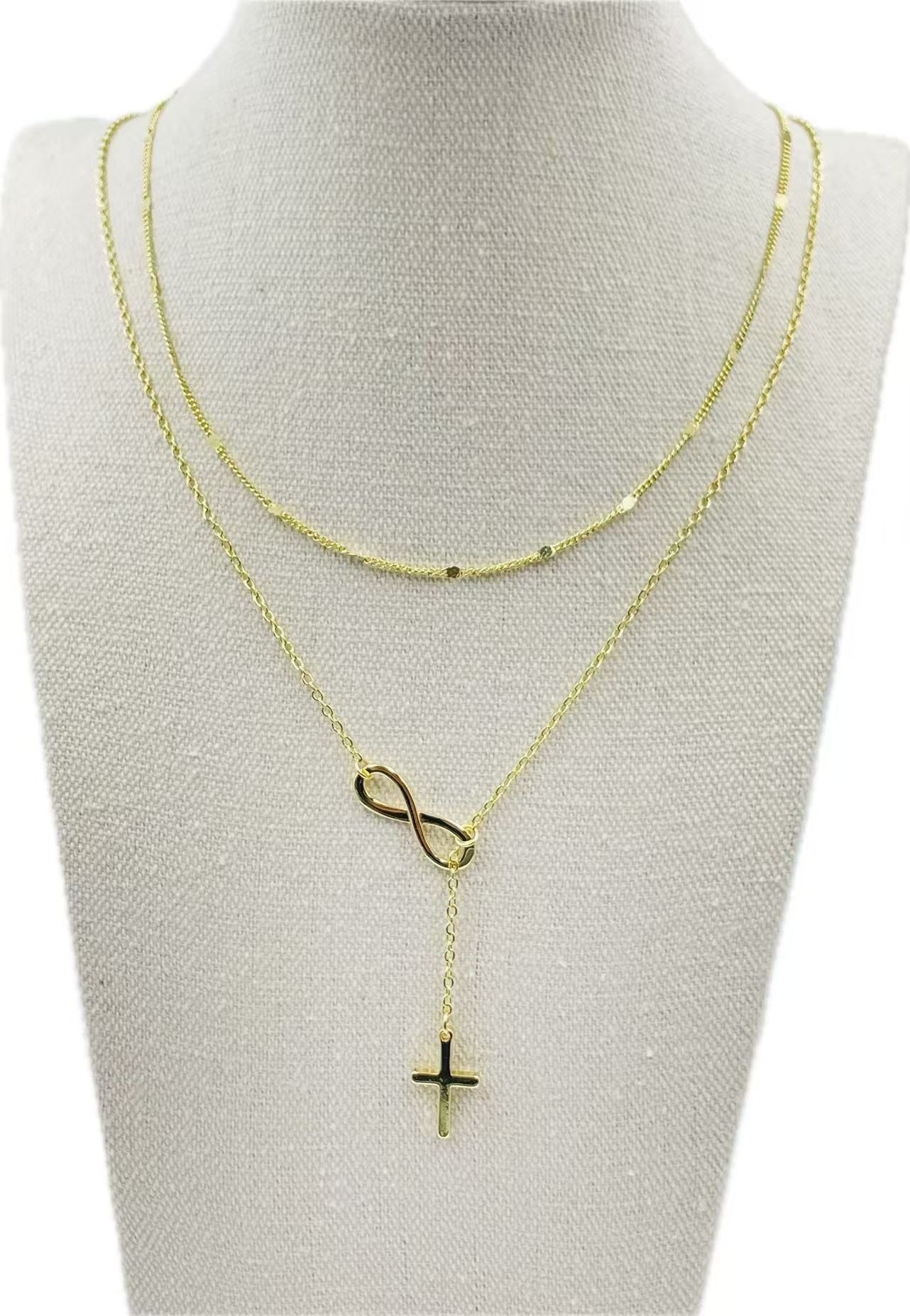 Damen Halskette mit modernem Kreuzanhänger und eleganter Gliederkette Shop Nory