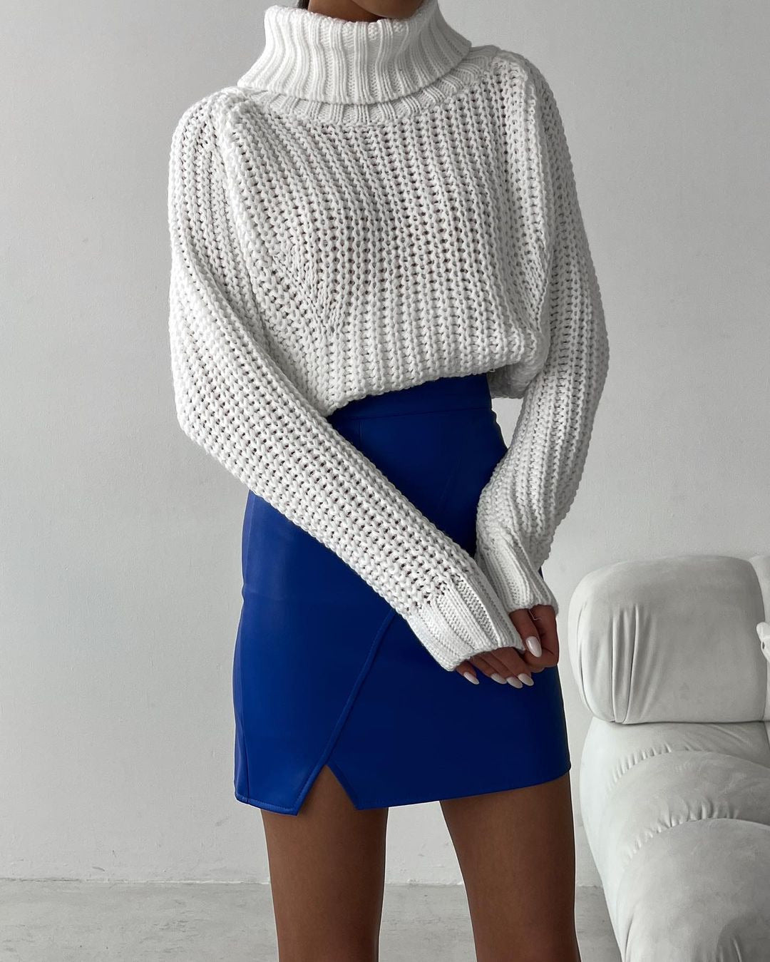 Damen Oversized Grobstrick-Pullover mit Rollkragen und weitem Schnitt Shop Nory