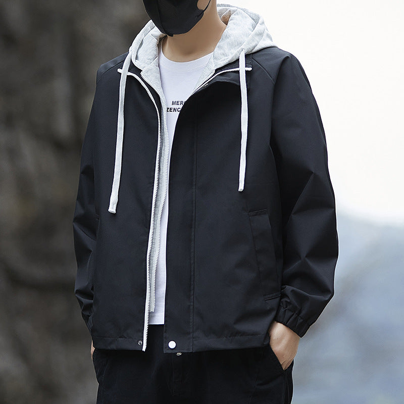 Herren Leichte Regenjacke mit verstellbarem Kapuzenkragen Shop Nory