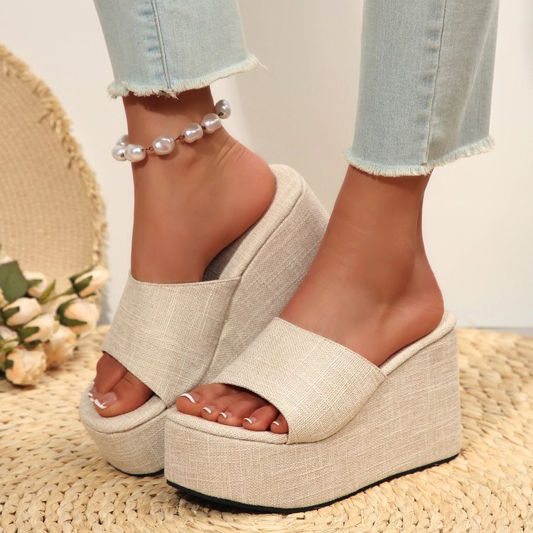 Damen Plateau-Sandalen mit transparentem Riemen und rutschfester Sohle