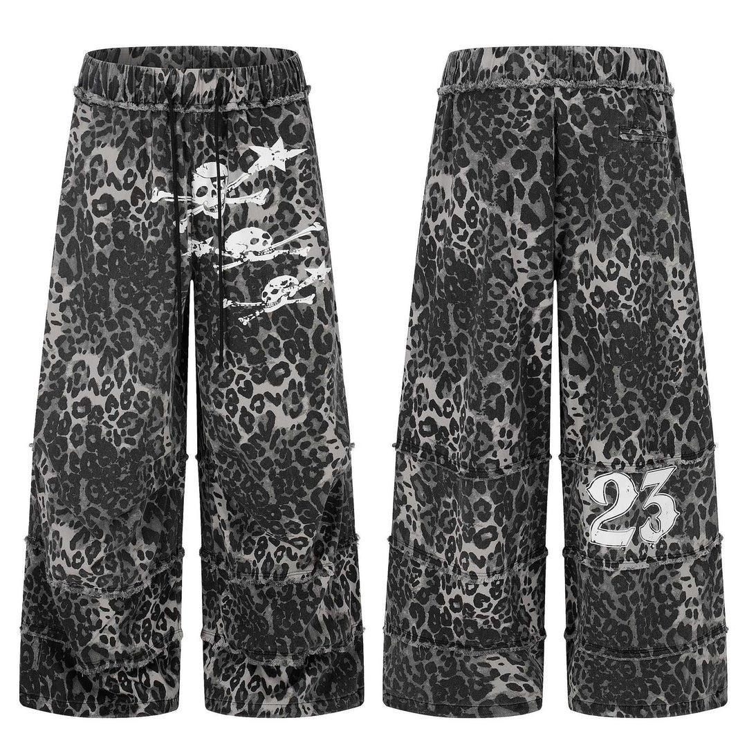 Damen Weite Cargo-Culotte-Shorts mit Fransenstufen und Totenkopf-Print Shop Nory
