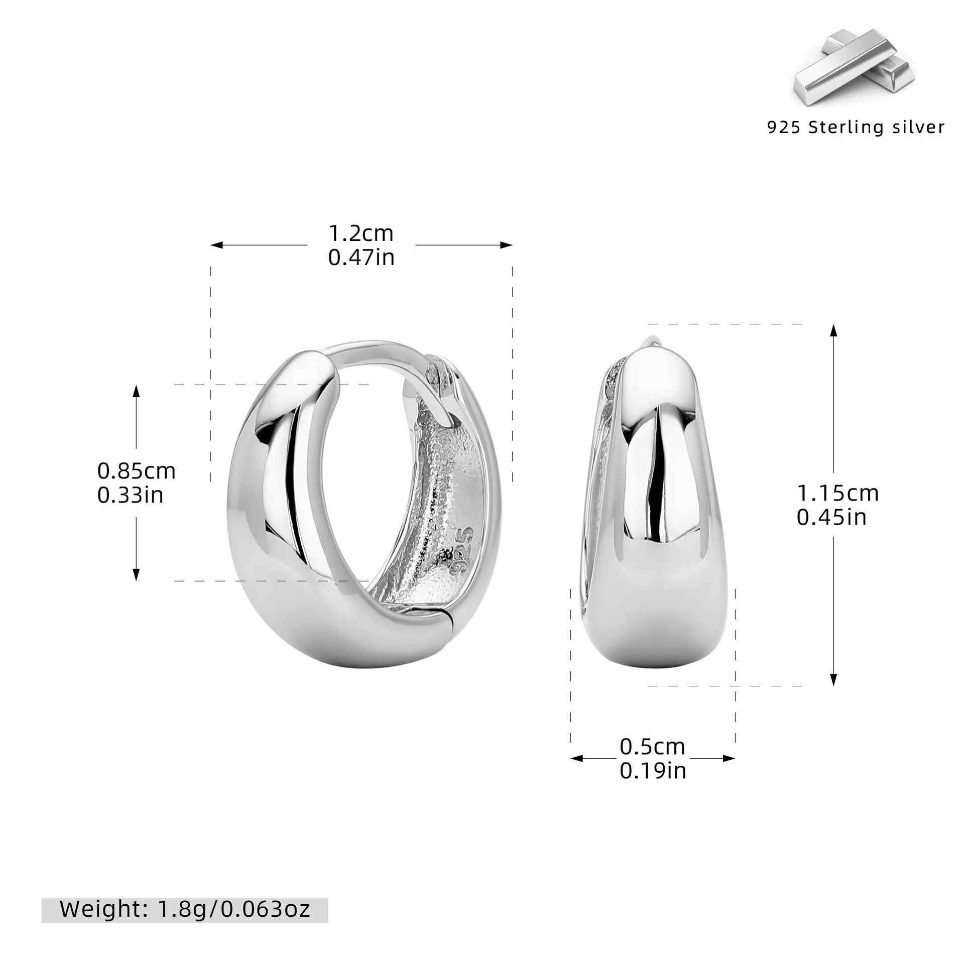 Damen Creolen mit elegantem geschwungenen Design aus 925 Sterling Silber Shop Nory