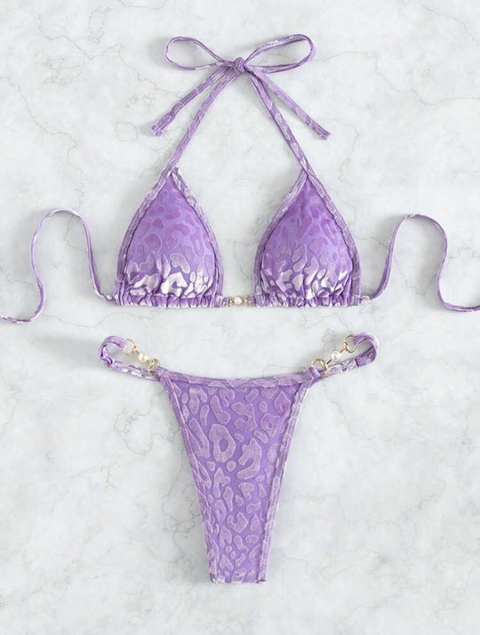 Damen Triangel-Bikini mit dekorativen Akzenten und raffiniertem Schnitt