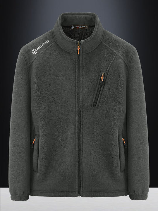 Herren Warme Microfleece-Outdoorjacke mit Brustreißverschluss, Seitentaschen und Stehkragen Shop Nory