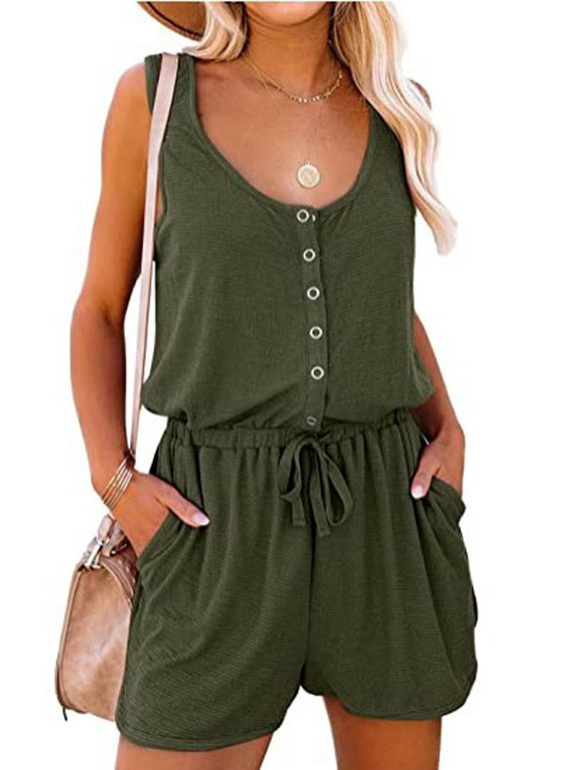 Damen Praktischer Jumpsuit mit Knopfdetails und verstellbarem Bund