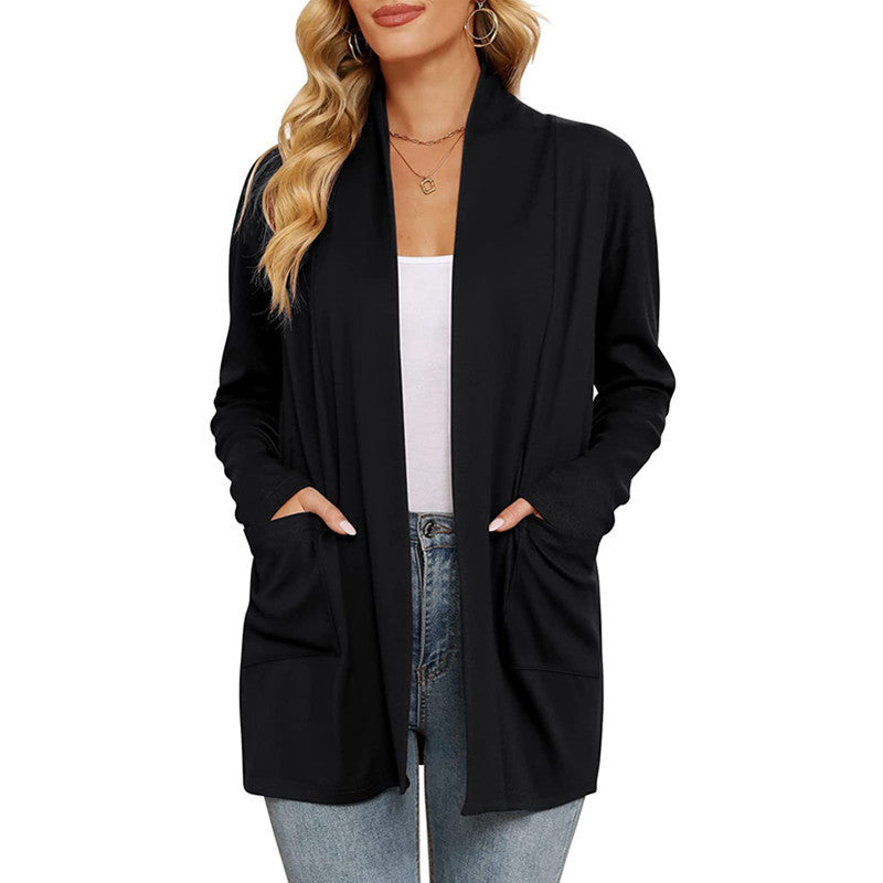 Damen lässiger Longcardigan mit Taschen
