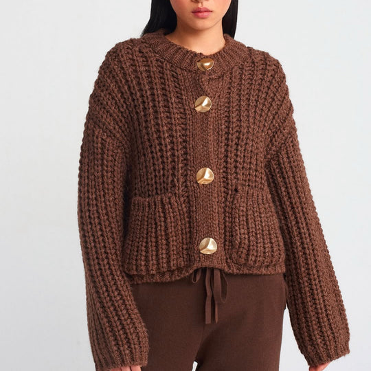 Damen Grobstrick-Pullover mit Taschen und Oversize-Silhouette Shop Nory