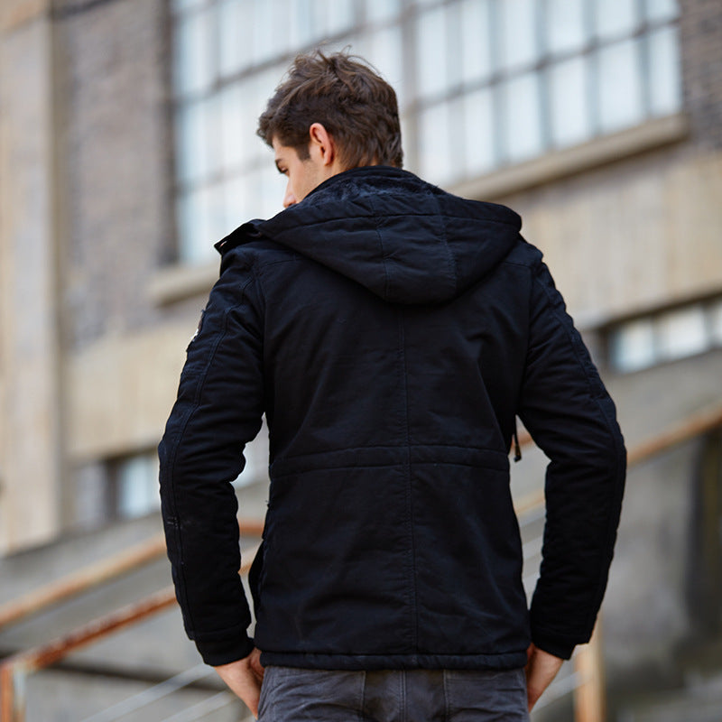Herren gesteppte Feldjacke mit Kapuze Patch-Details und Thermofutter Shop Nory