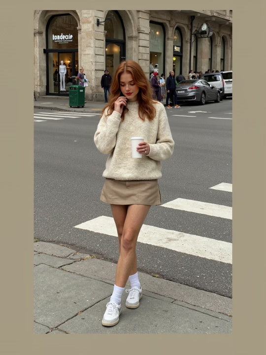 Damen Oversize Mohair‑Optik Pullover mit Rundhalsausschnitt und Raglanärmeln Shop Nory