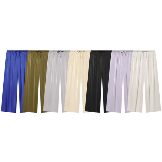 Damen nan luftig-weite Palazzo-Hose mit elastischem Bund und Kordelzug Shop Nory