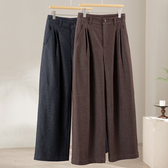 Damen Hochtaillierte weite Culotte-Stoffhose mit Bundfalten Shop Nory