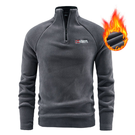 Herren Wärmender Fleecepullover mit kurzem Reißverschluss und Stehkragen Shop Nory