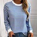 Damen gestreifter Langarm-Pullover mit lässigem Schnitt