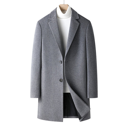 Herren Einreihiger Wollmix-Übermantel mit schmalem Revers und schlanker Passform Shop Nory