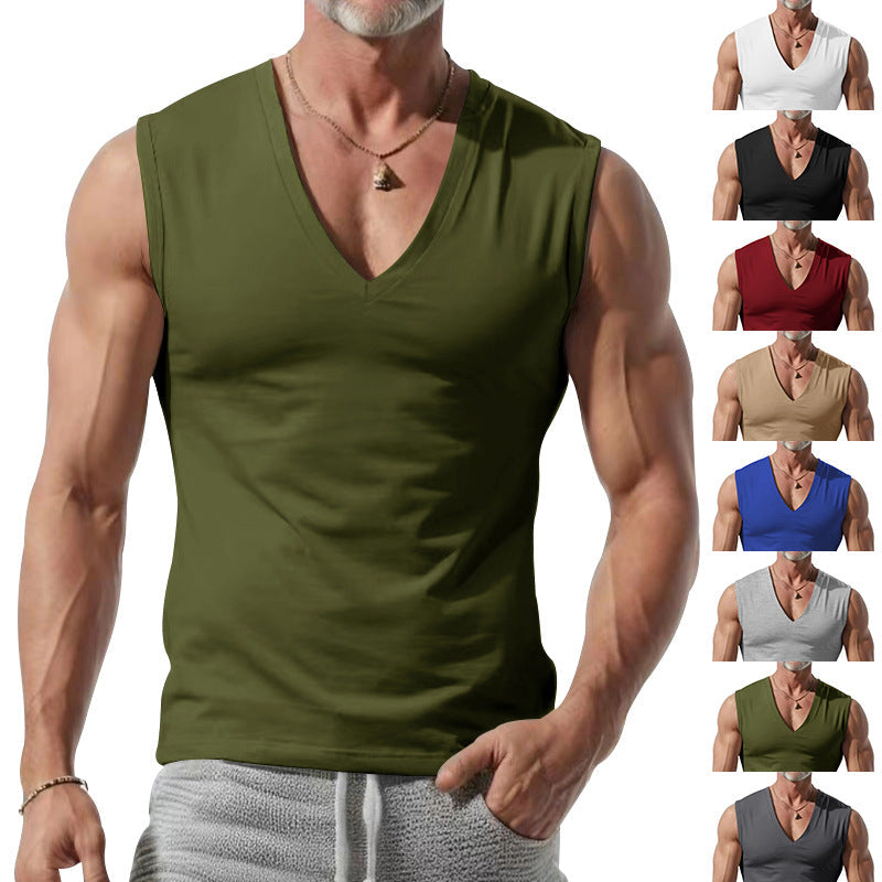 Herren nan figurbetontes ärmelloses V-Ausschnitt Muskelshirt