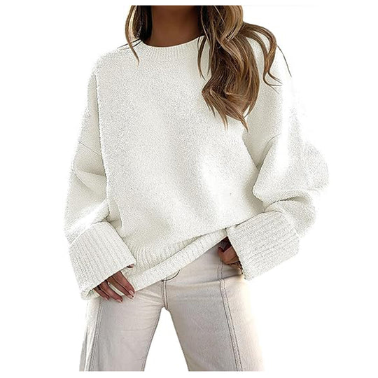 Damen Oversize Bouclé-Strickpullover mit überschnittener Schulter und breiten Bündchen Shop Nory