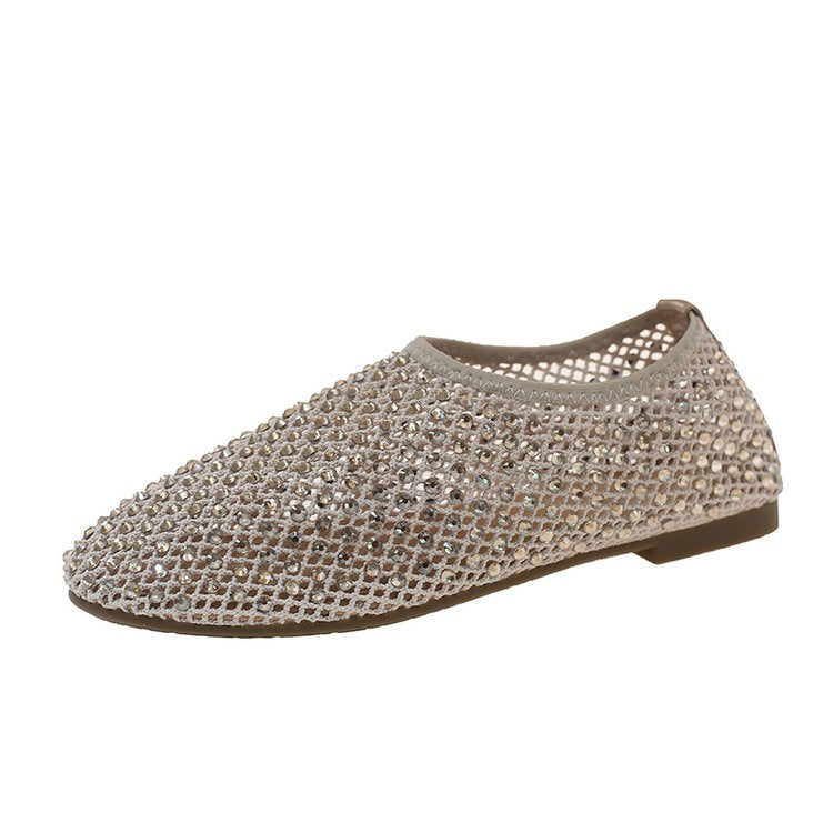 Damen komfortable Sneakers mit funkelnden Strass-Akzenten Shopnory