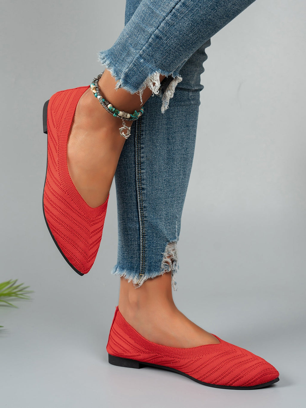 Damen Ballerinas aus atmungsaktivem Strickmaterial mit elegantem Schnitt