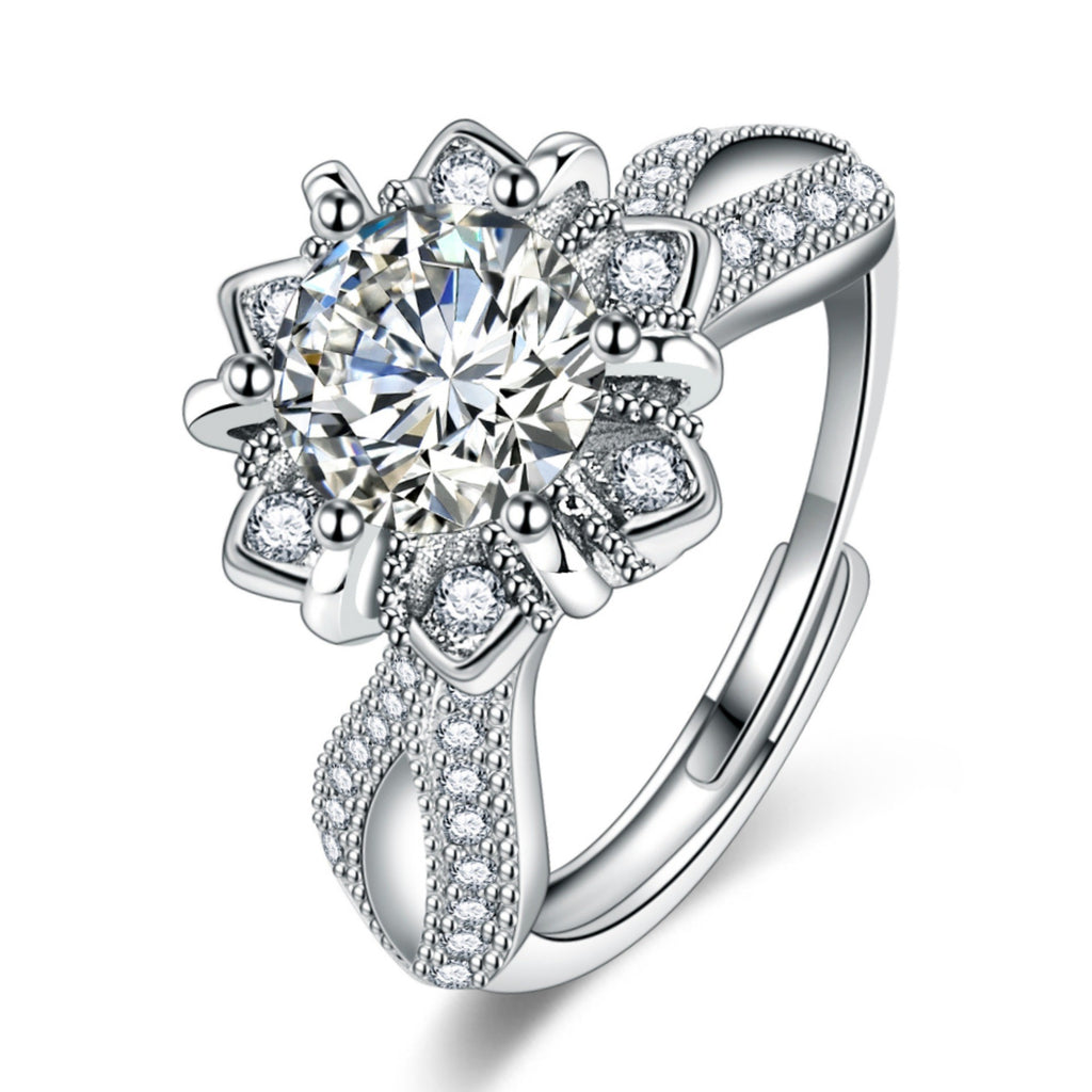 Damen Eleganter Blütenring mit funkelnden Zirkonia Shop Nory