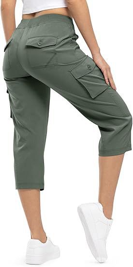 Damen Capri Cargo-Hosen in Bermuda-Länge mit hoher Taille und aufgesetzten Klappentaschen Shop Nory