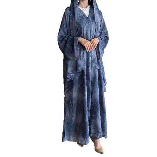 Damen nan langes fließendes Kapuzenkaftan Kleid mit weitem Arm und mehrlagigem Chiffon Shop Nory