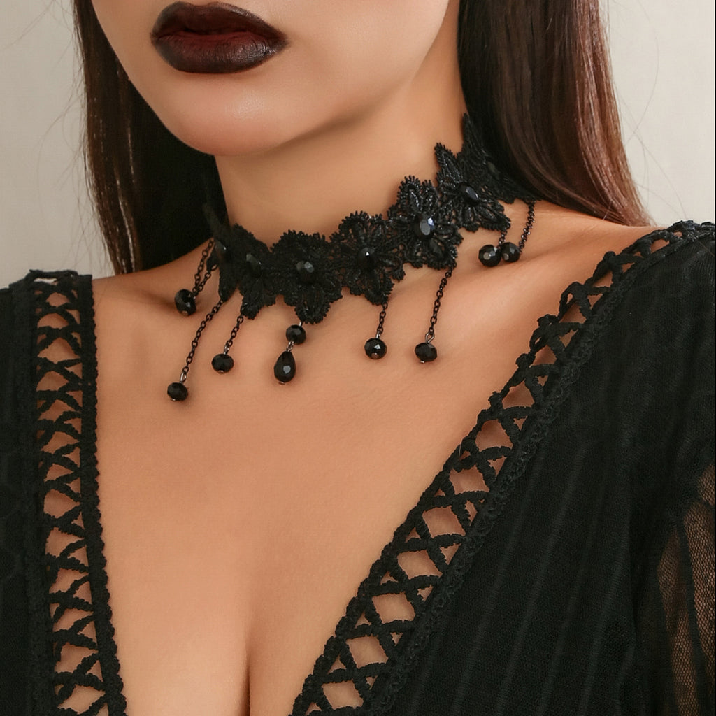 Damen Spitzen Choker Halskette mit Anhängern Shop Nory