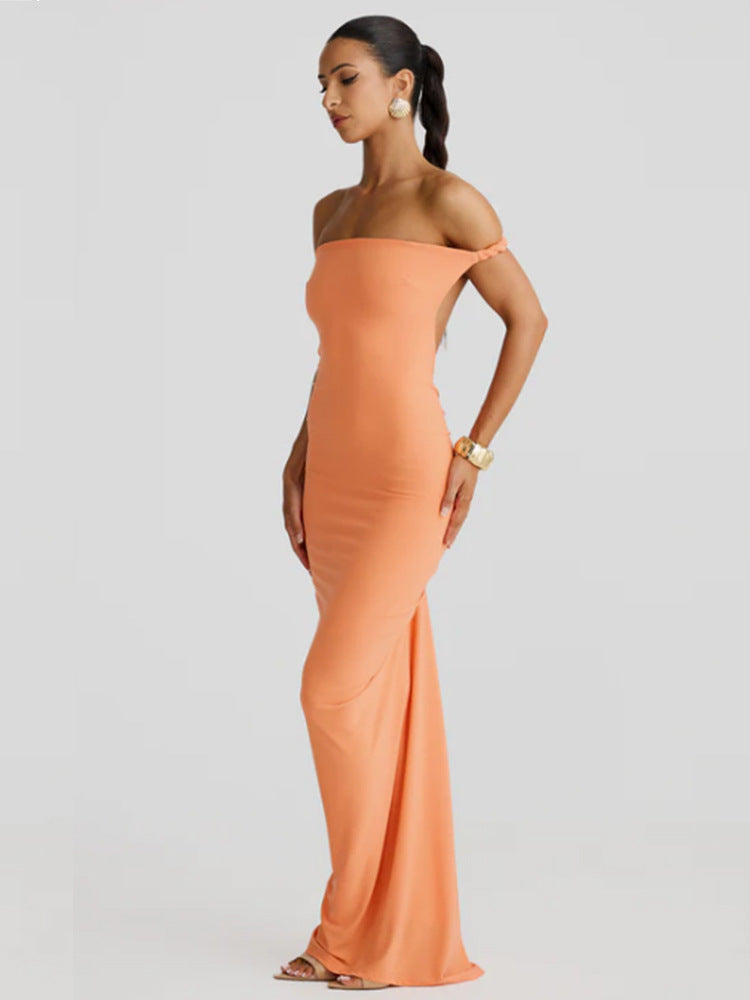 Damen figurbetontes Abendkleid mit elegantem Halterdesign und schwingendem Saum Shopnory