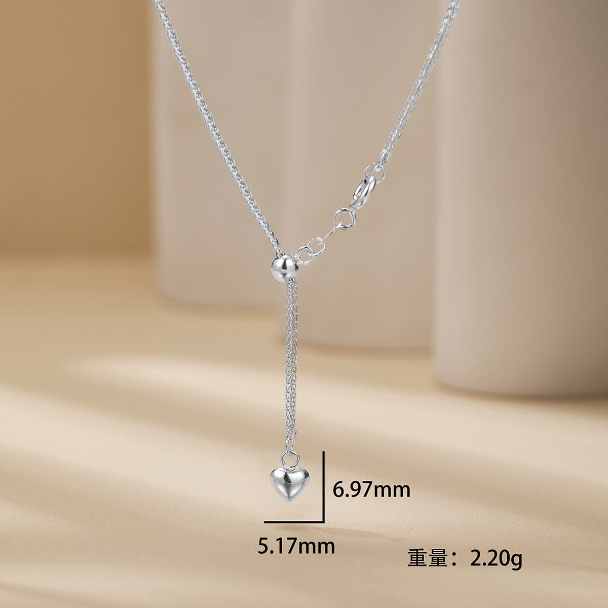 Damen elegante Herz-Halskette mit verstellbarem Anhänger und feiner Gliederkette Shop Nory