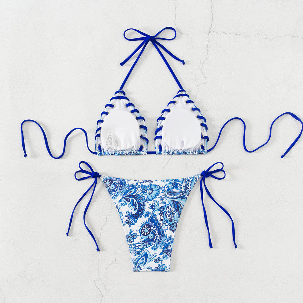 Damen Triangel-Bikini mit verspieltem Schnürdesign Shopnory