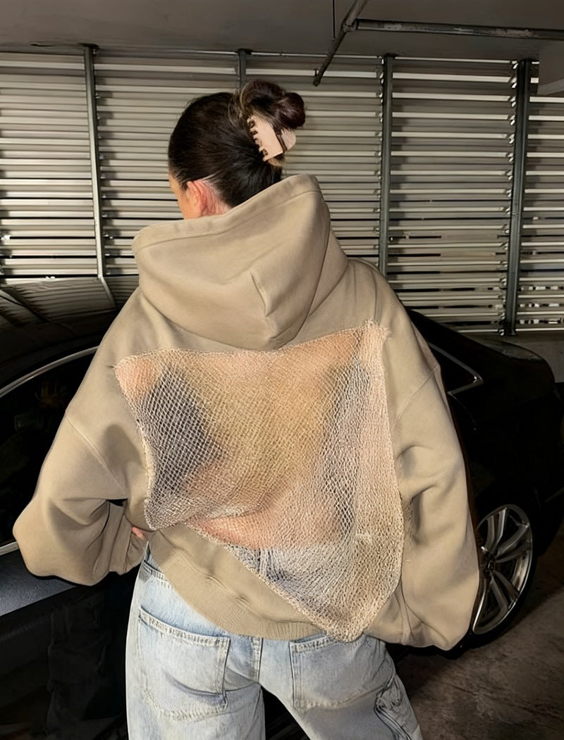 Damen Hoodie mit glitzerndem Mesh-Rückenapplikation Shop Nory