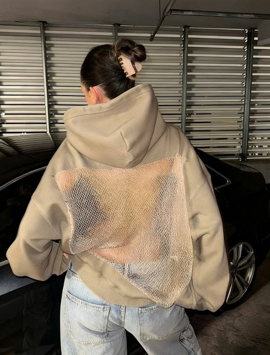Damen Hoodie mit glitzerndem Mesh-Rückenapplikation Shop Nory