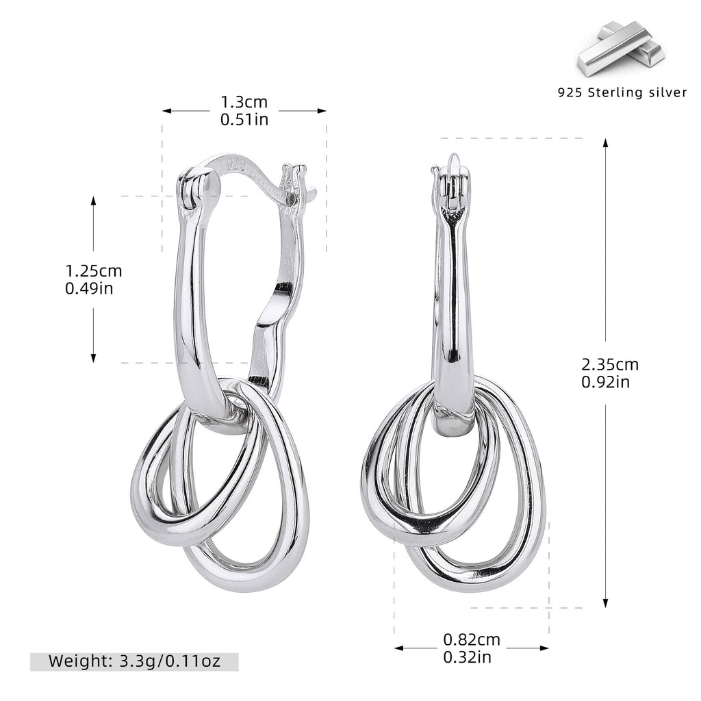 Damen Ohrhänger mit modernem, geschlungenem Design aus hochwertigem 925 Sterling Silber Shop Nory