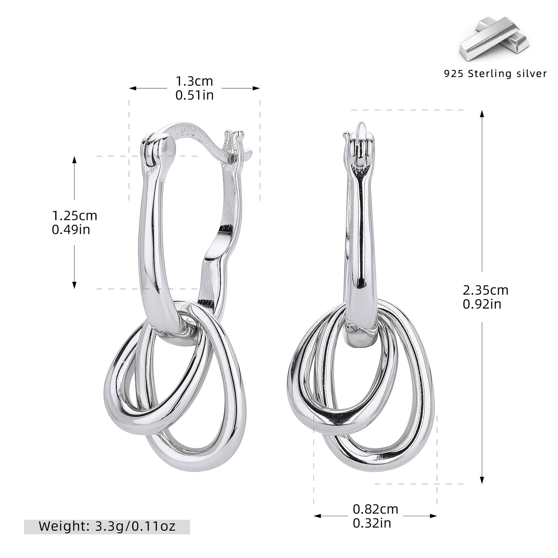 Damen Ohrhänger mit modernem, geschlungenem Design aus hochwertigem 925 Sterling Silber Shop Nory