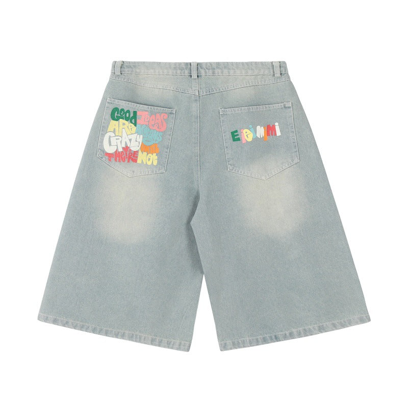 Damen Weite Jeans mit buntem Aufdruck Shop Nory