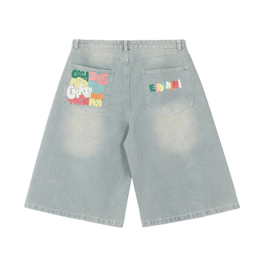 Damen Weite Jeans mit buntem Aufdruck Shop Nory