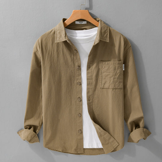 Herren Casual-Hemdjacke aus leichtem Baumwoll-Twill mit aufgesetzter Brusttasche und entspannter Passform Shop Nory