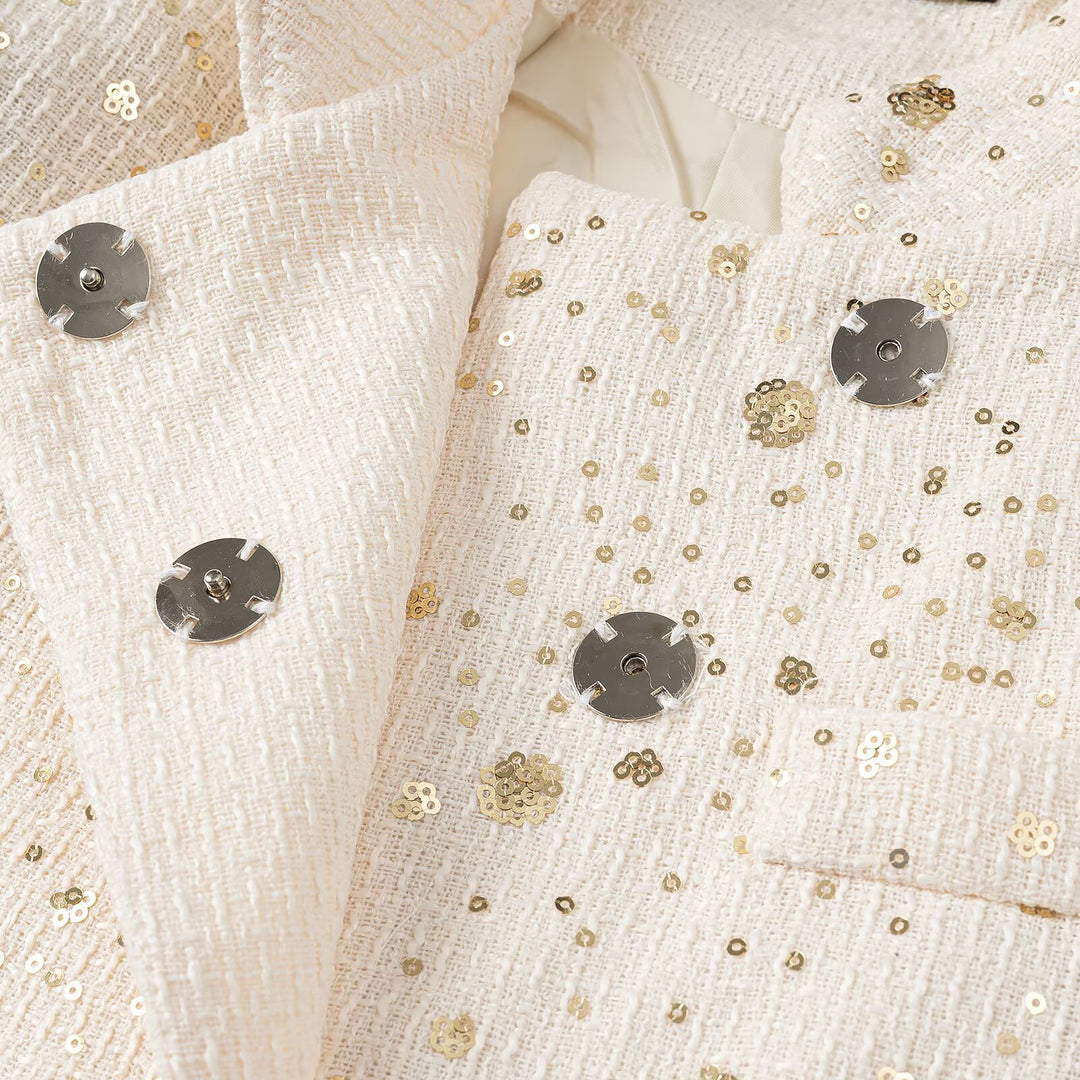 Damen Kurzblazer im Bouclé‑Stil mit Stehkragen und Paillettenapplikation Shop Nory