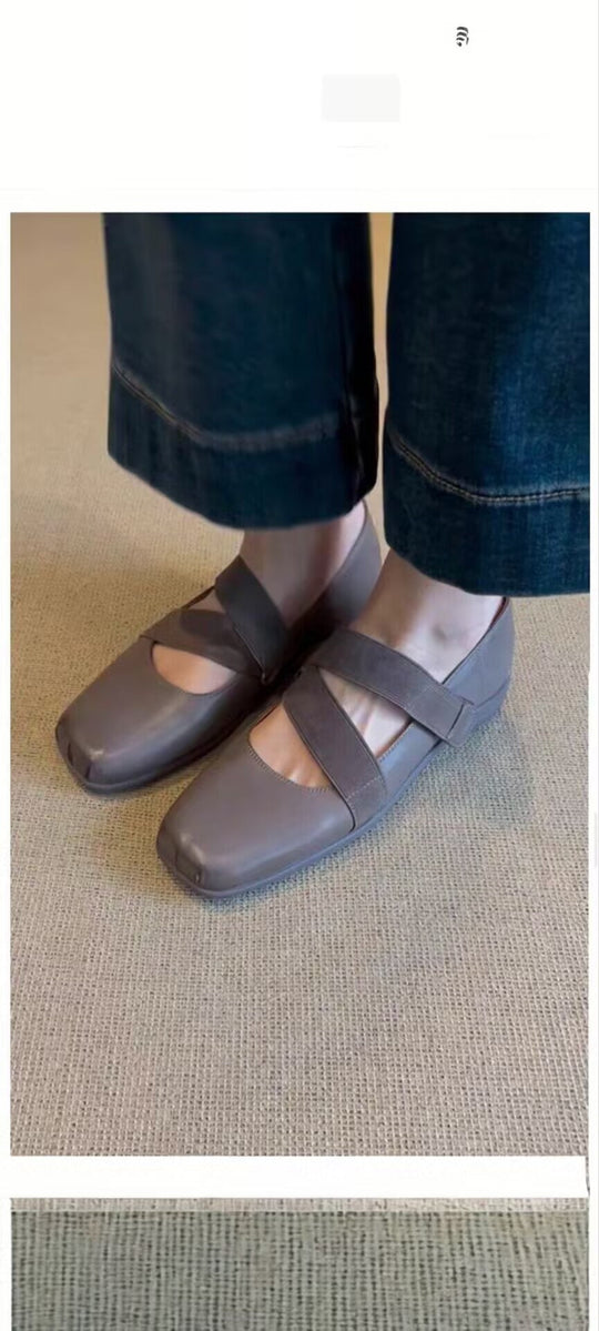 Damen Ballerinas mit elastischen Riemen und weichem Innenfutter