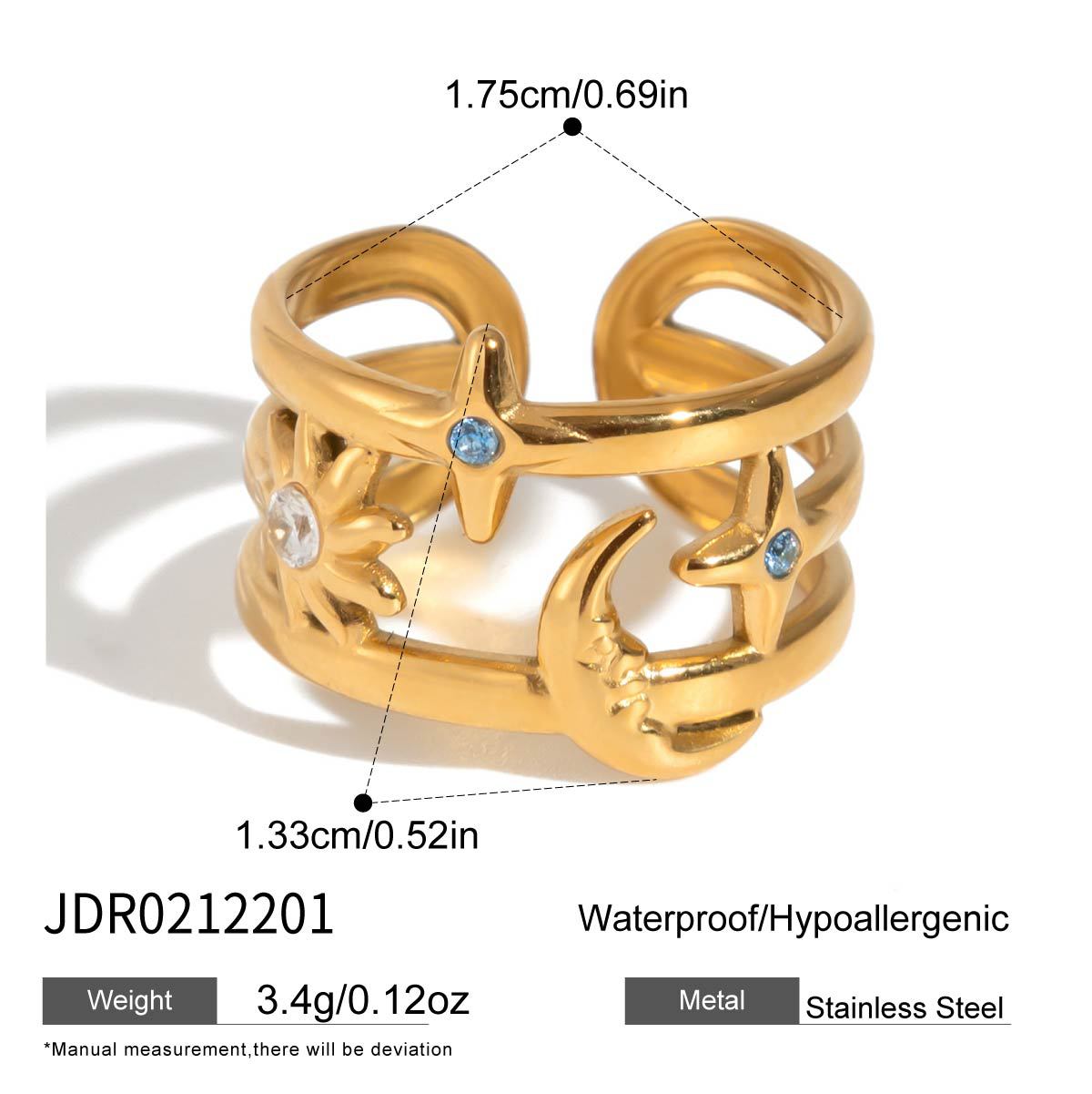 Damen Offener Ring mit stylischem Sonnen- und Mondmotiv Shop Nory