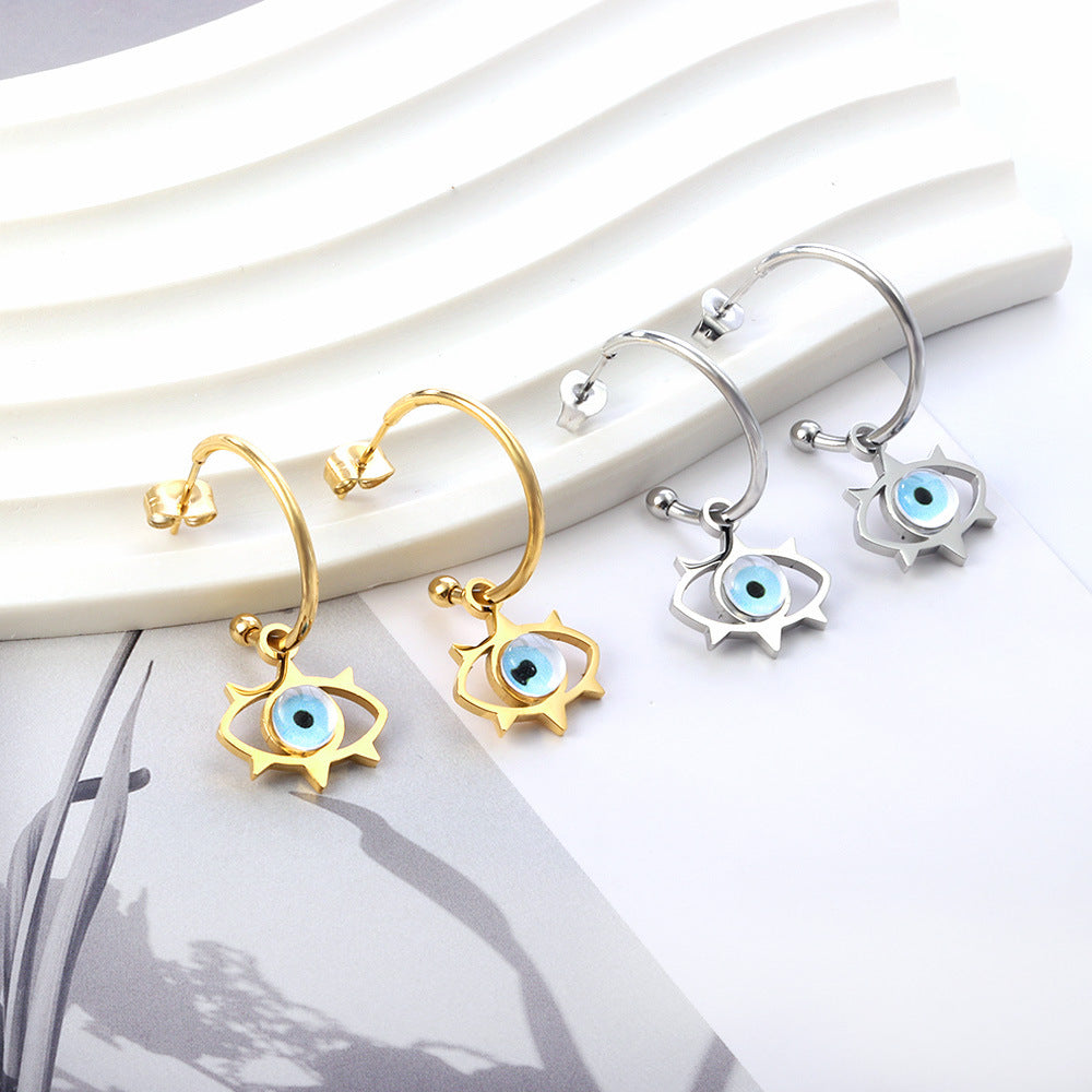 Damen Hängende Creolen mit strukturiertem Wellenmuster aus Edelstahl und hochwertiger Goldbeschichtung Shop Nory