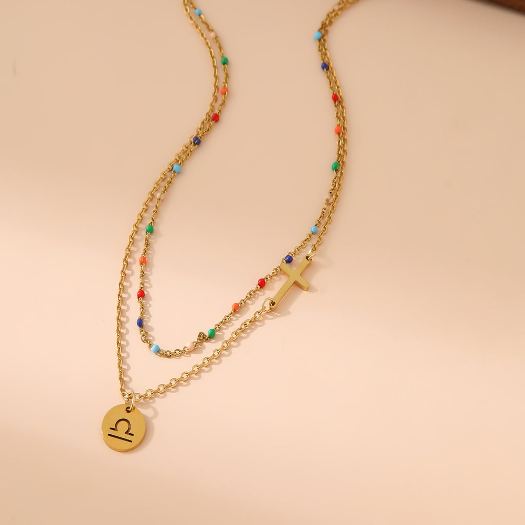 Damenkette mit bunten Perlen und einem Zodiacanhänger Shop Nory