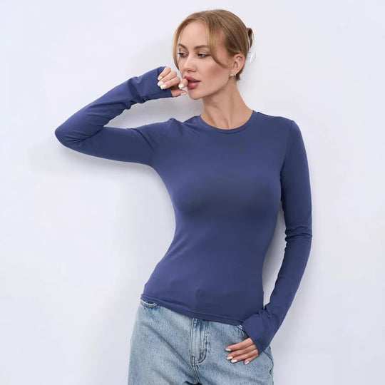 Damen Enganliegendes Langarmshirt Shop Nory