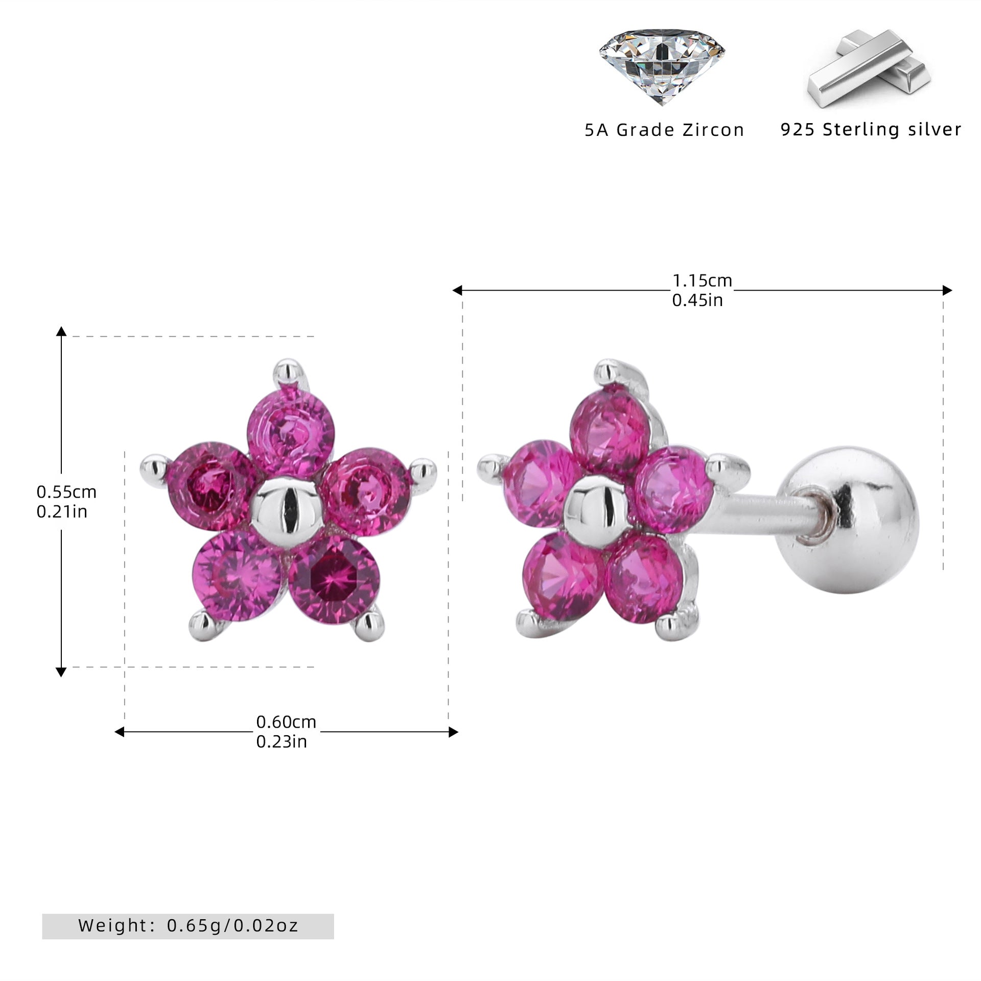 Damen Ohrstecker im floralen Design mit funkelnden Zirkonia Shop Nory
