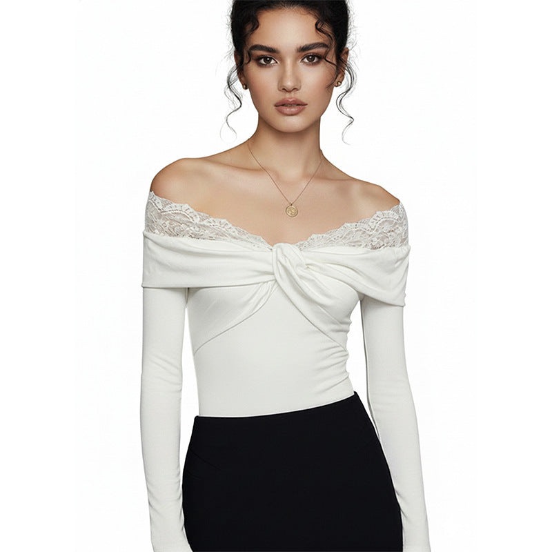 Damen Eleganter Body mit Spitzenkragen Shop Nory