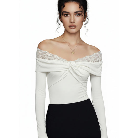 Damen Eleganter Body mit Spitzenkragen Shop Nory