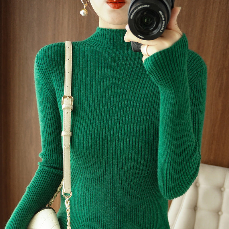 Damen Körperbetonter Rippenstrick-Rollkragenpullover mit Stretch-Effekt Shop Nory