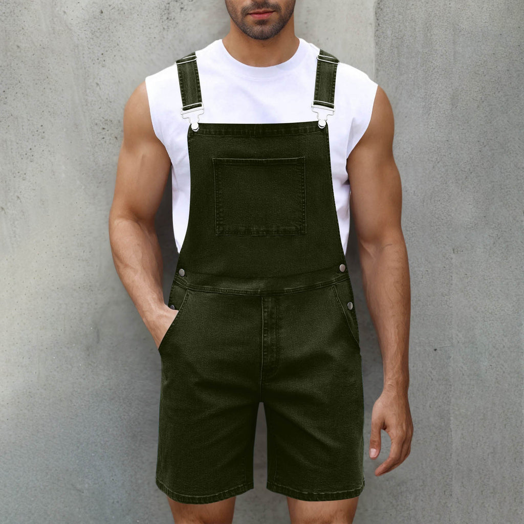 Herren Denim Latzshorts mit Taschen