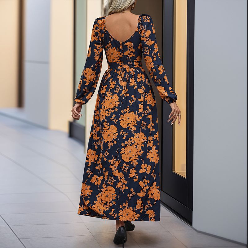 Damen Florales Maxikleid mit Wickel‑Dekolleté, Smock‑Taillenband und hohem Seitenschlitz Shop Nory