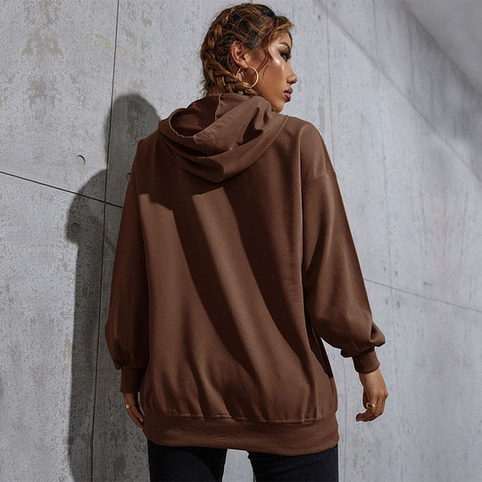 Damen Oversize-Kapuzenpullover mit Kängurutasche und Schmetterling-Stickerei Shop Nory